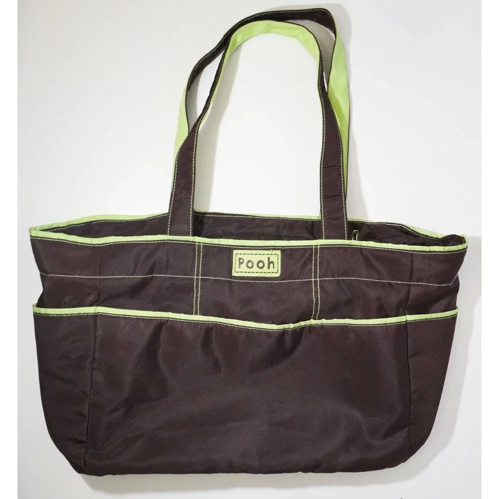 Disney Baby Winnie The Pooh Diaper Bag Brown Green Tote Zipper Closure